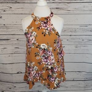 Sleeveless ruffle layered top